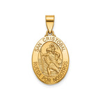 Oval St. Christopher-Spanish Medal in 14K Yellow Gold, 18.5x13.5mm - Sophia Jewelers