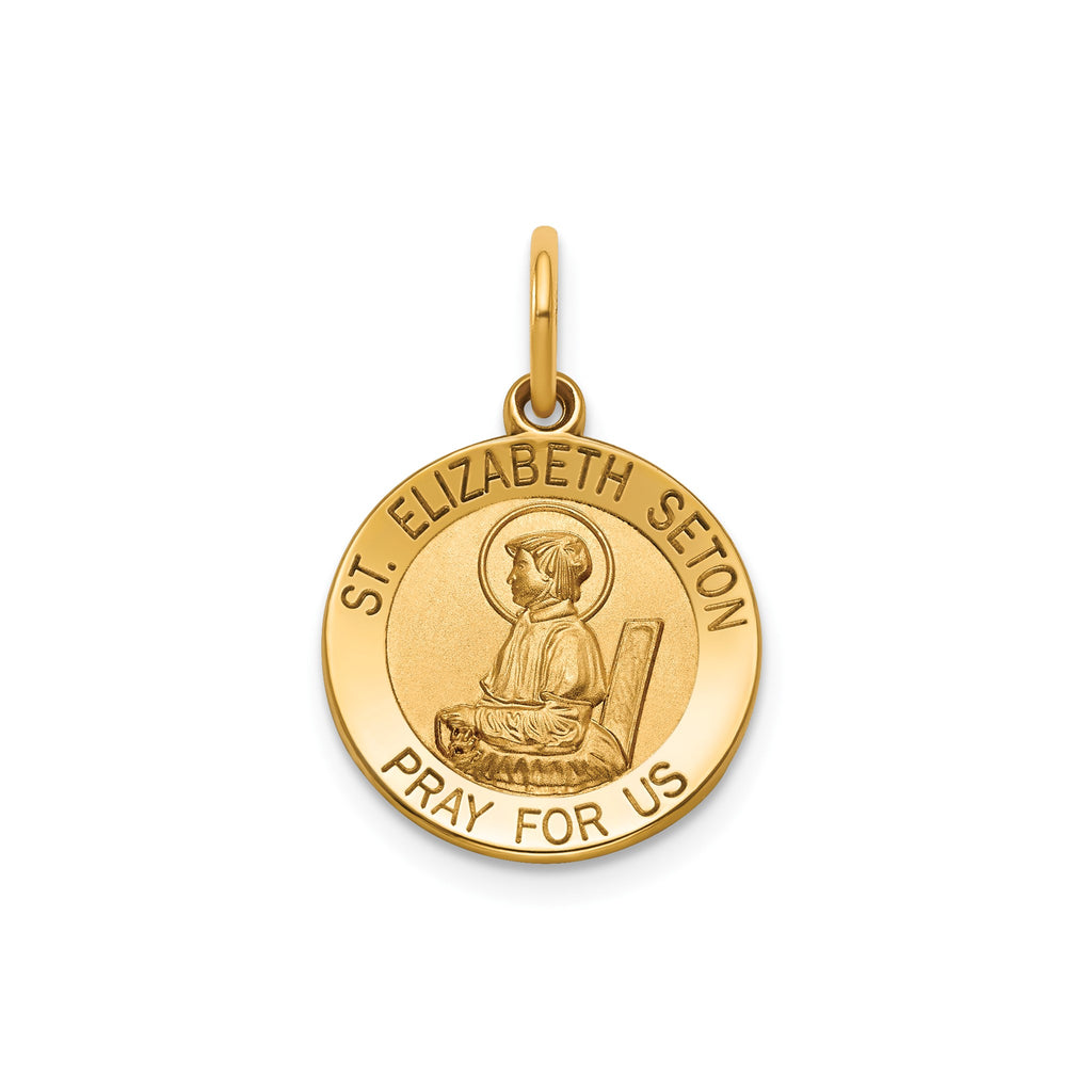 Round St. Elizabeth Medal in Gold-Plated Sterling Silver - Sophia Jewelers
