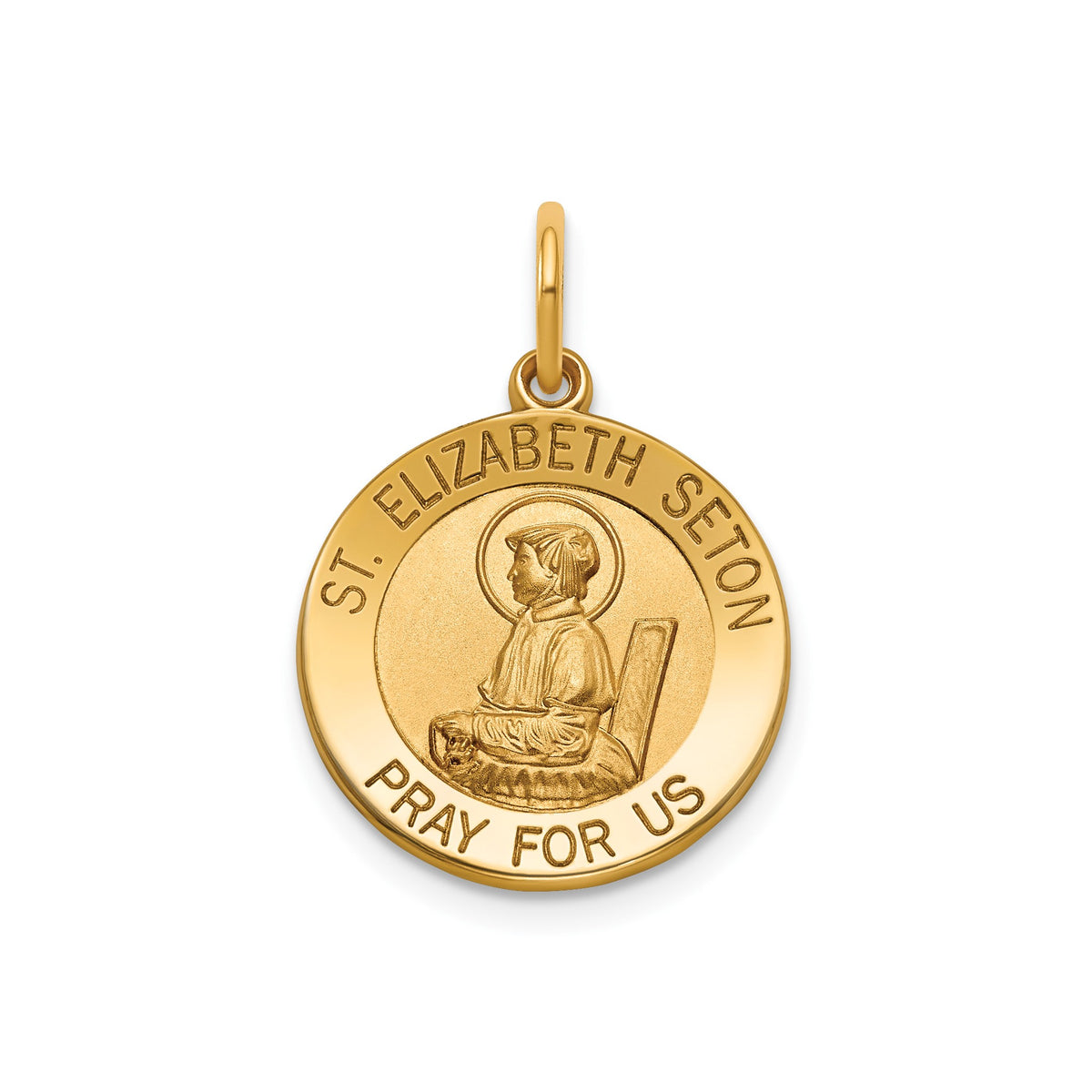 Round St. Elizabeth Medal in 14K Yellow Gold, 16.25mm - Sophia Jewelers