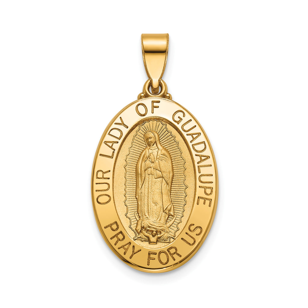 Our Lady of Guadalupe Medal in 14K Yellow Gold, 21.5x15mm - Sophia Jewelers