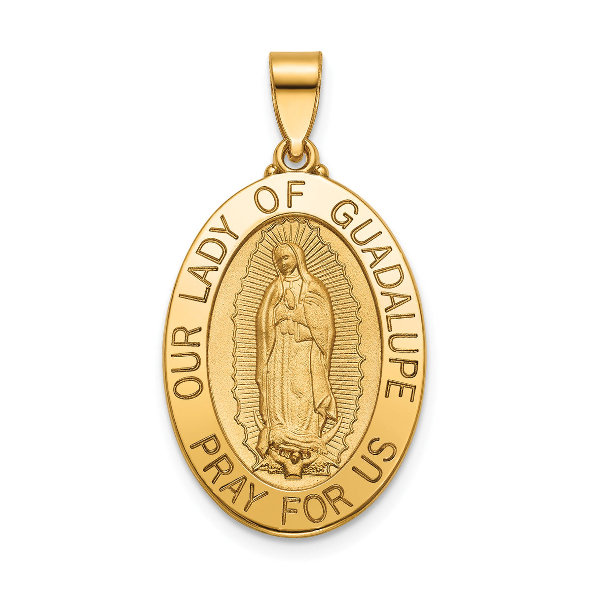 Our Lady of Guadalupe Medal in 14K Yellow Gold, 23x16mm - Sophia Jewelers Main image