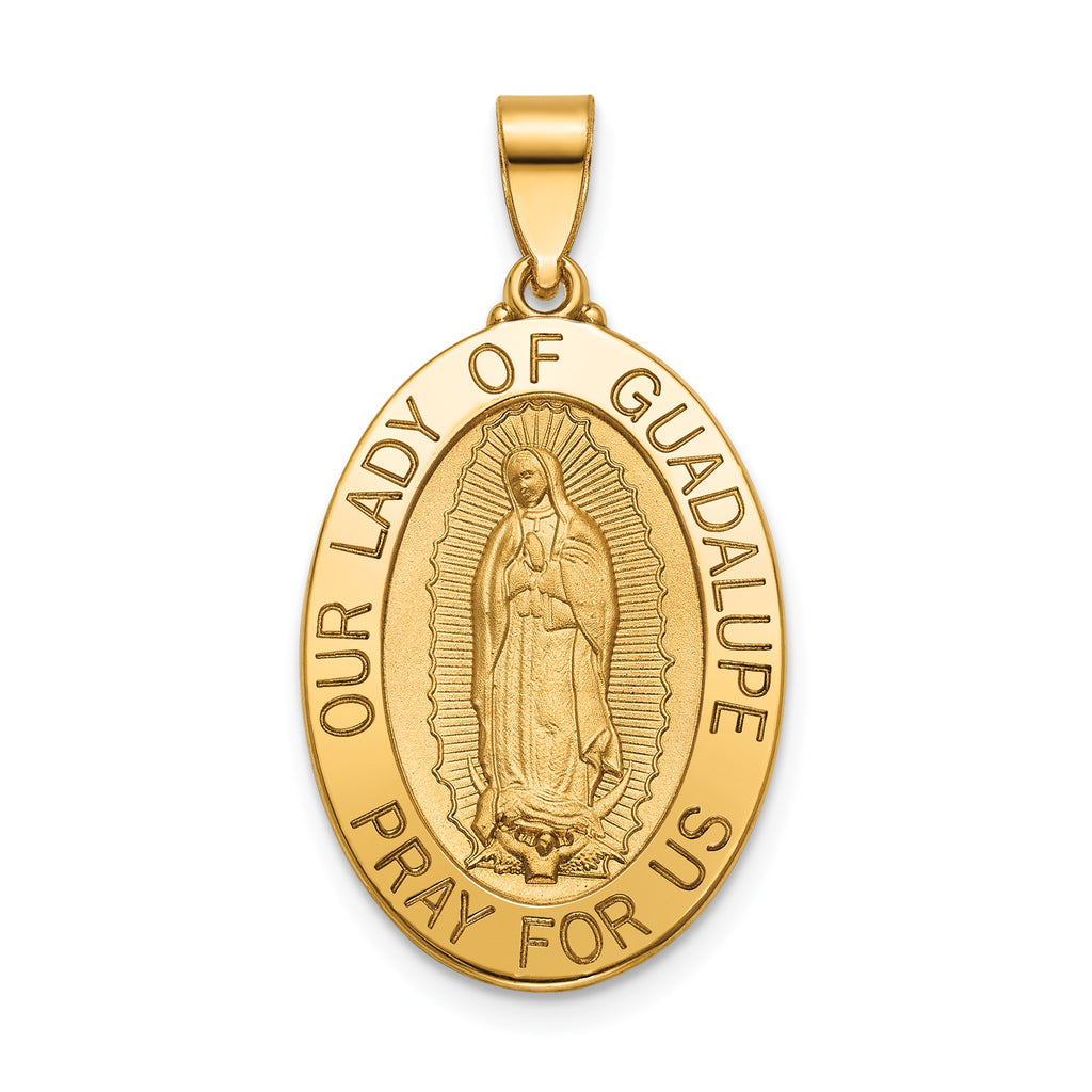 Our Lady of Guadalupe Medal in 14K Yellow Gold, 23x16mm - Sophia Jewelers