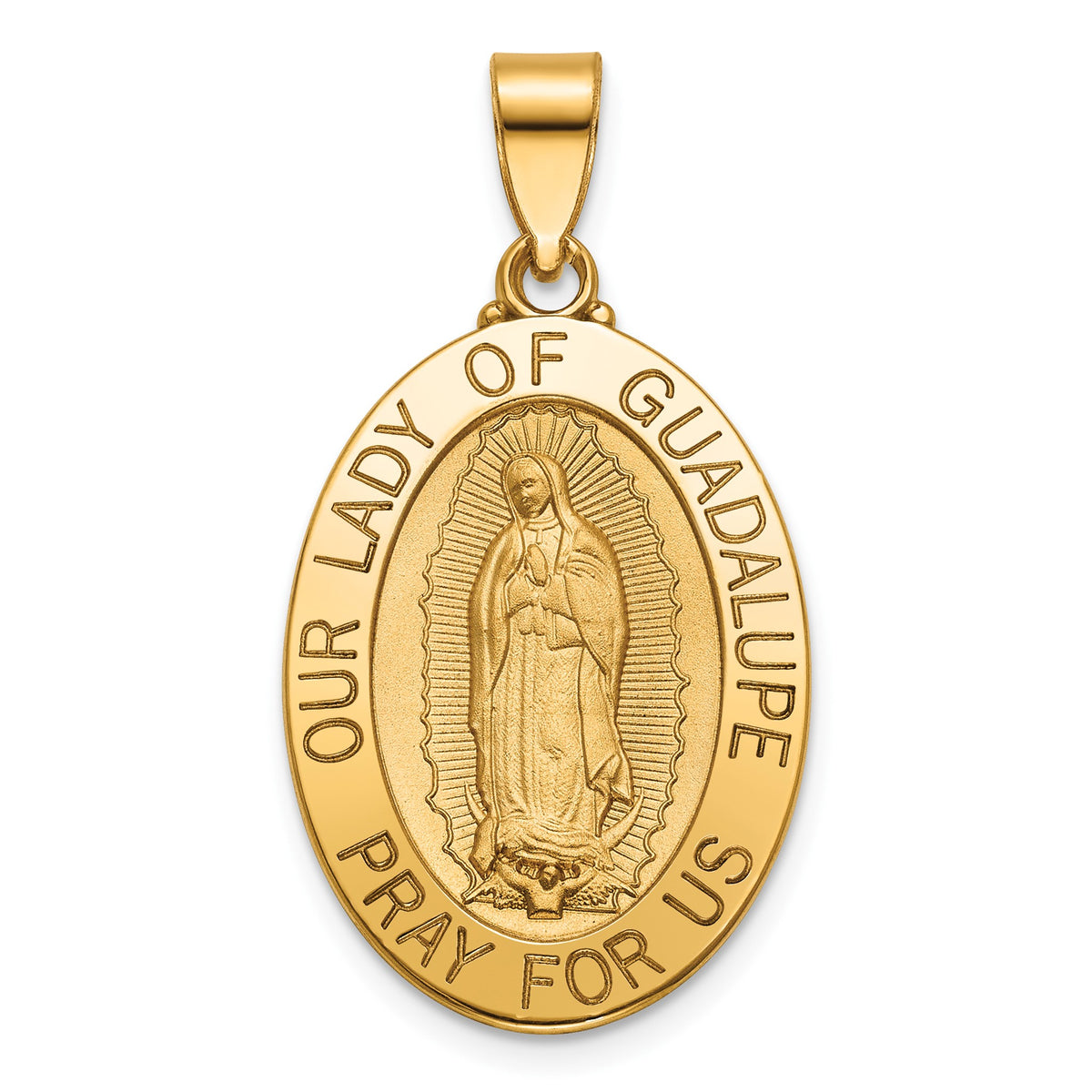 Our Lady of Guadalupe Medal in 14K Yellow Gold, 25x18mm - Sophia Jewelers