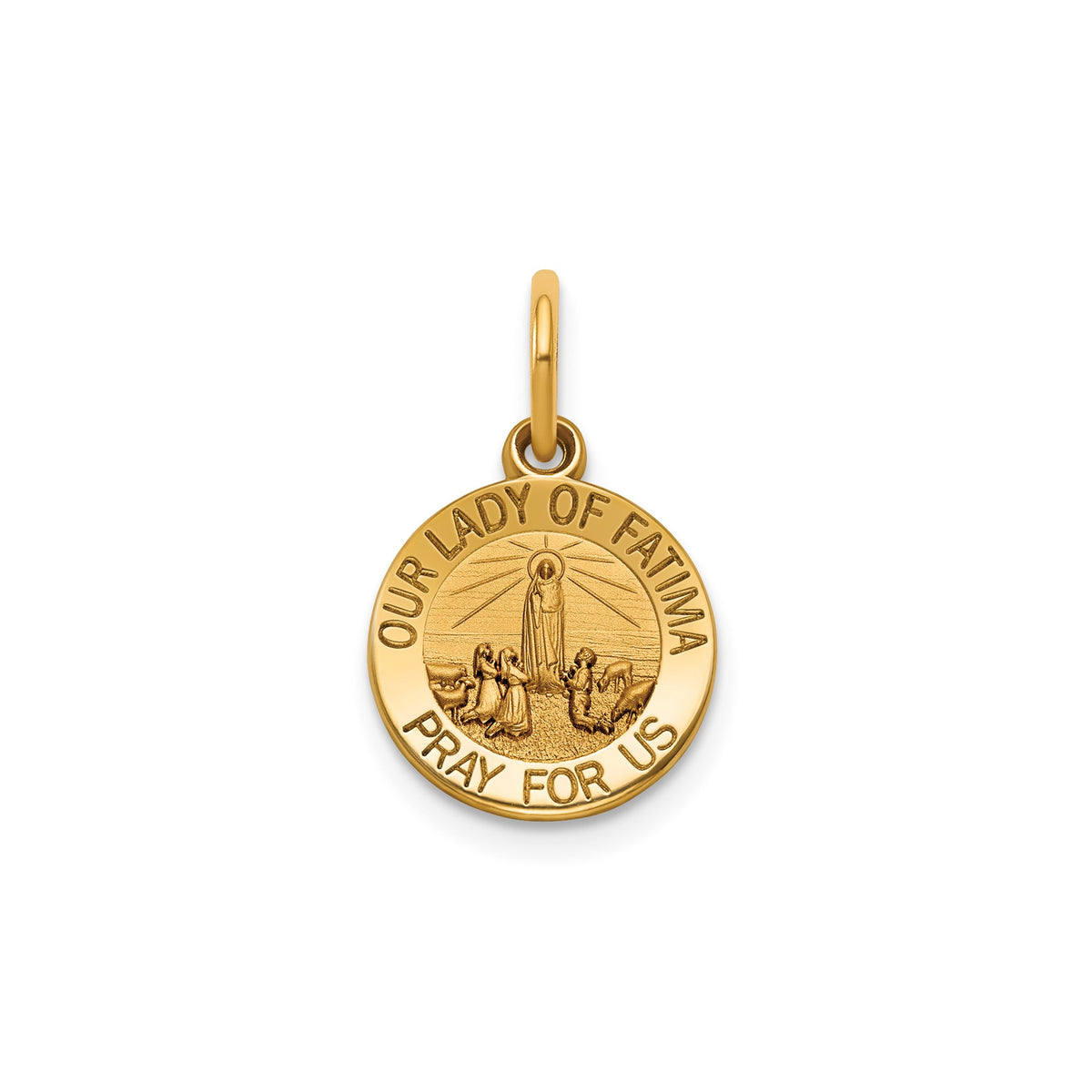 Our Lady of Fatima Medal in 14K Yellow Gold, 11.5mm - Sophia Jewelers