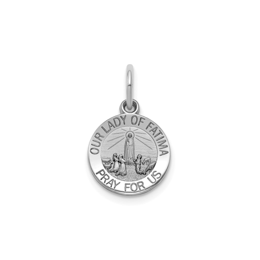 Our Lady of Fatima Medal in Sterling Silver, Satin - Sophia Jewelers