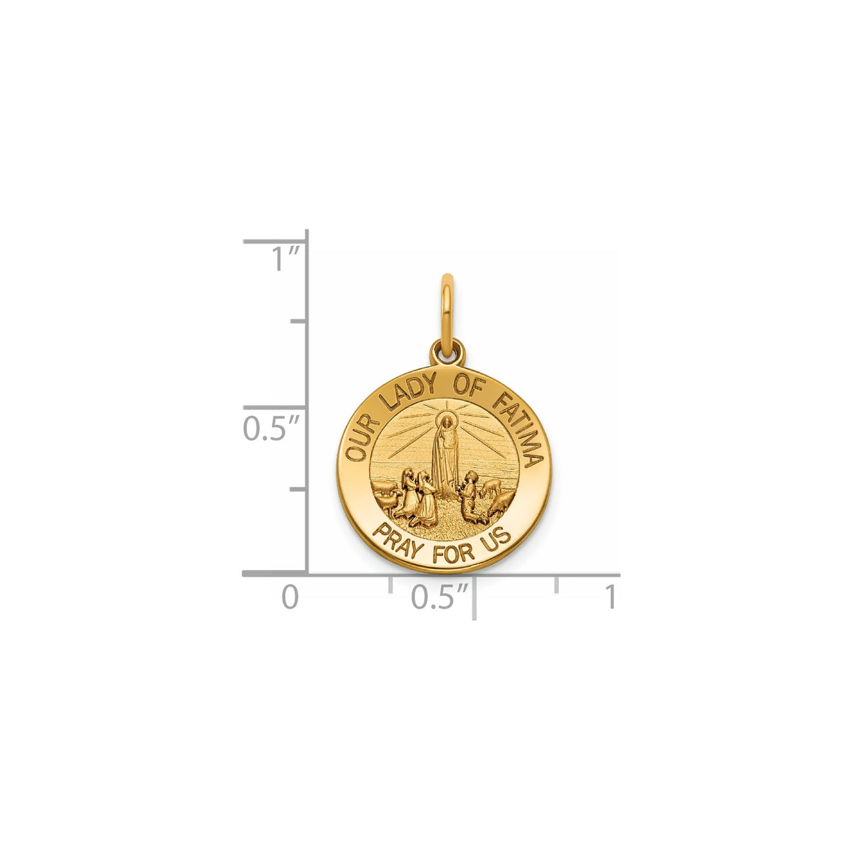 Our Lady of Fatima Medal in 14K Yellow Gold, 16.25mm - Sophia Jewelers