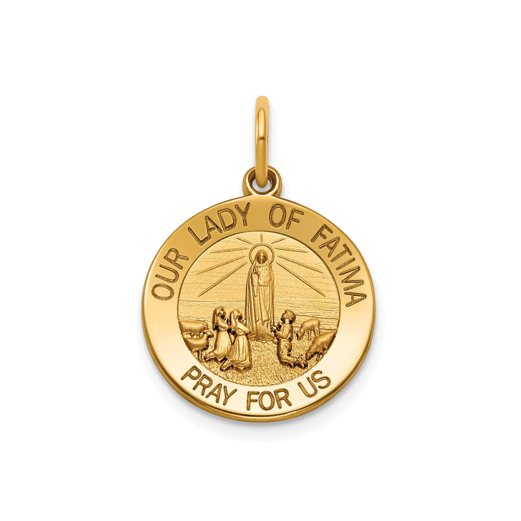 Our Lady of Fatima Medal in 14K Yellow Gold, 16.25mm - Sophia Jewelers