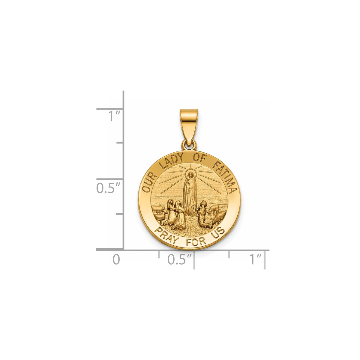 Our Lady of Fatima Medal in 14K Yellow Gold, 18.25mm - Sophia Jewelers