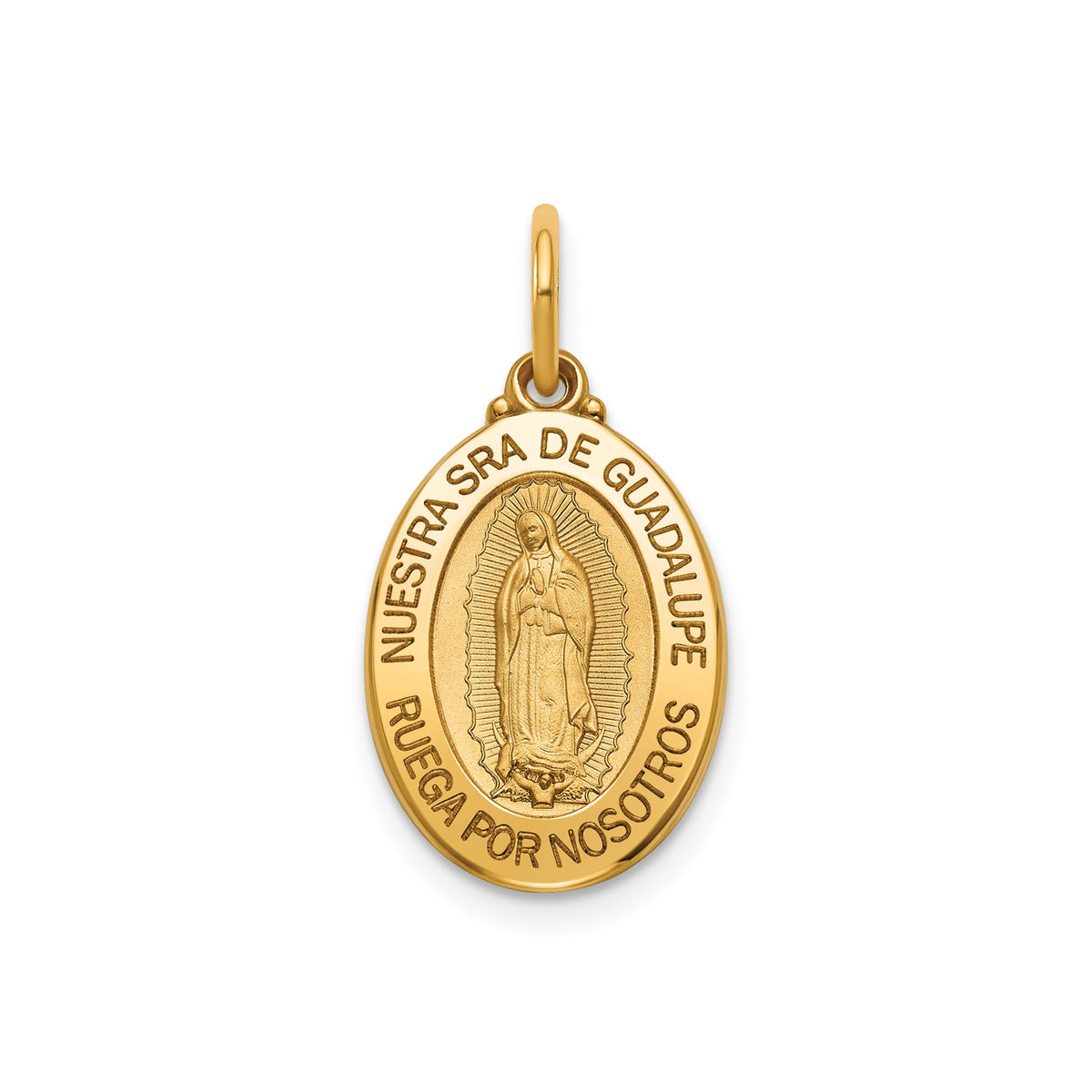 Our Lady of Guadalupe-Spanish Medal in 14K Yellow Gold, 16.5x12mm - Sophia Jewelers Main image