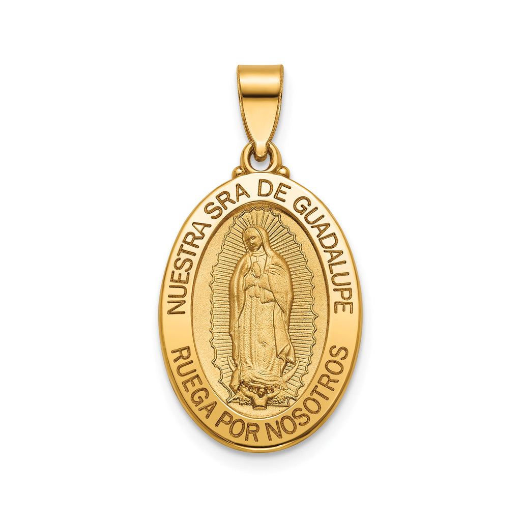 Our Lady of Guadalupe-Spanish Medal in 14K Yellow Gold, 20x14mm - Sophia Jewelers
