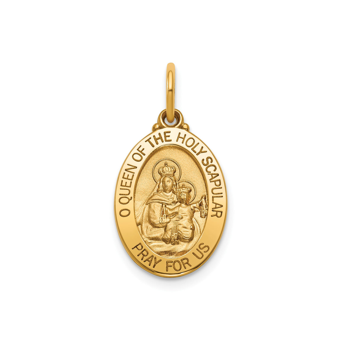 Oval Holy Scapular Medal in 14K Yellow Gold, 16.5x12mm - Sophia Jewelers Main image