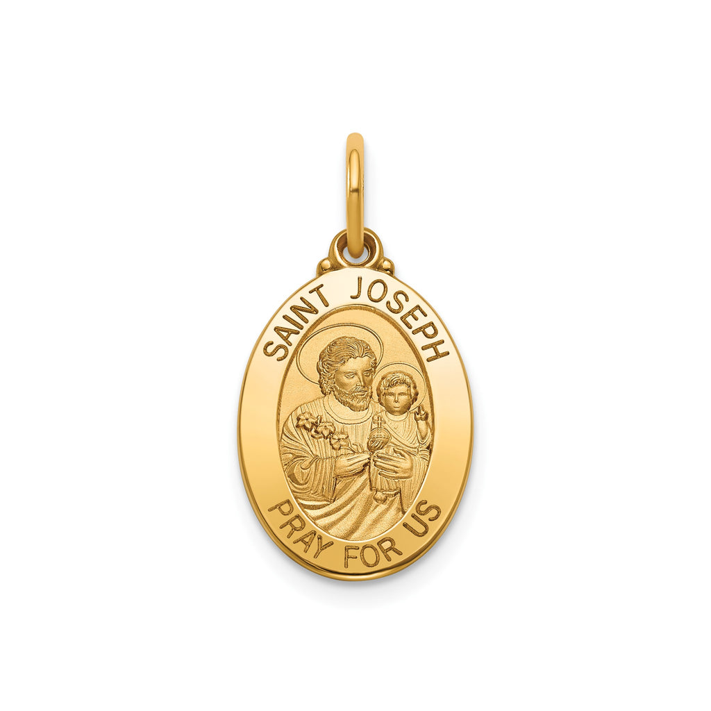 Oval St. Joseph Medal in 14K Yellow Gold, 16.5x12mm - Sophia Jewelers