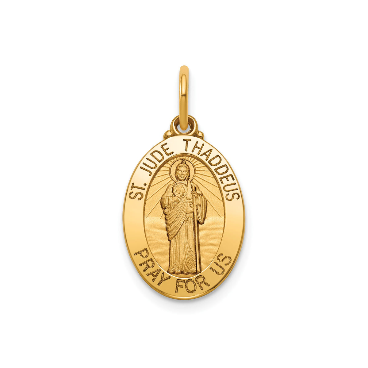 Oval St. Jude Thaddeus Medal in 14K Yellow Gold, 16.5x12mm - Sophia Jewelers Main image