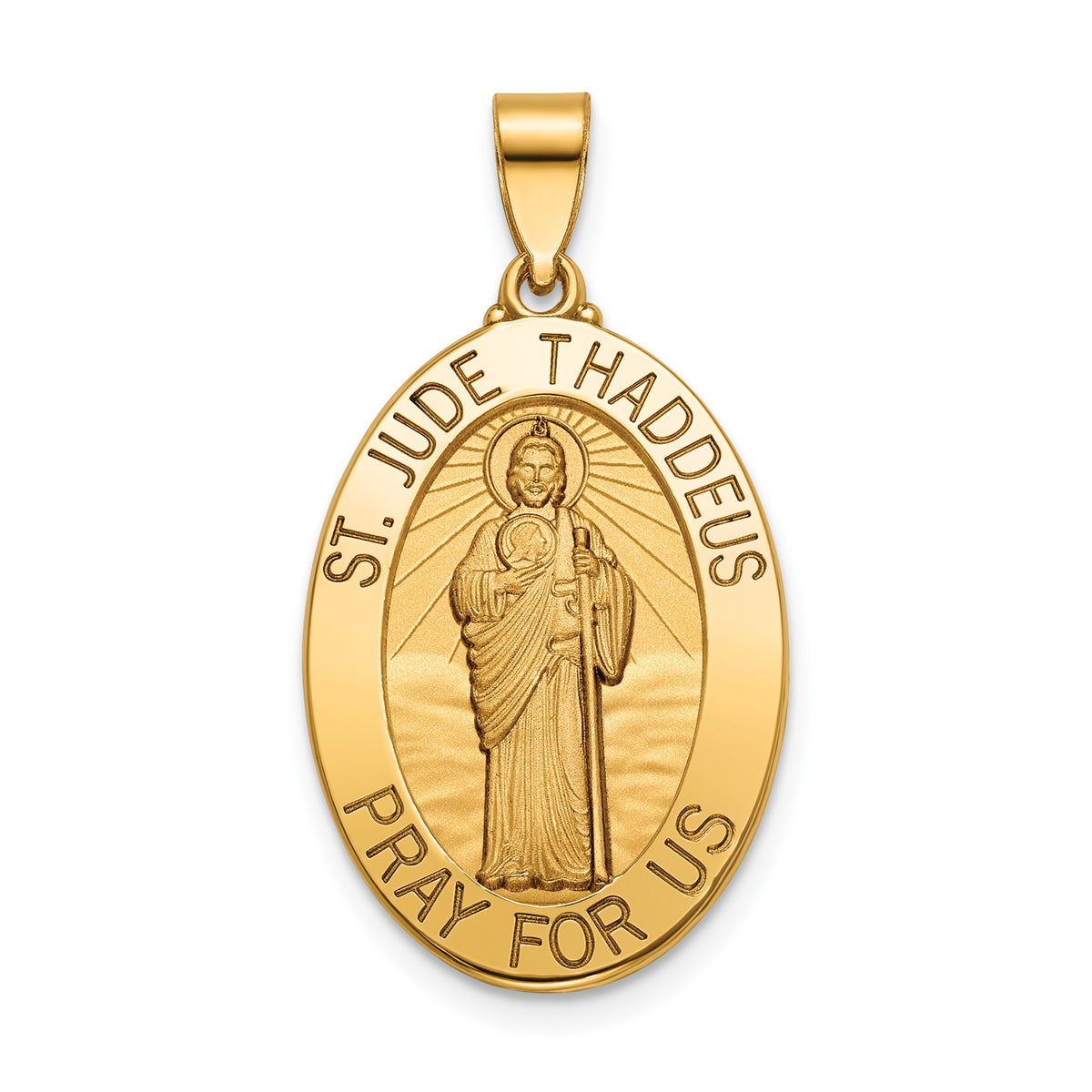 Oval St. Jude Thaddeus Medal in 14K Yellow Gold, 23x16mm - Sophia Jewelers