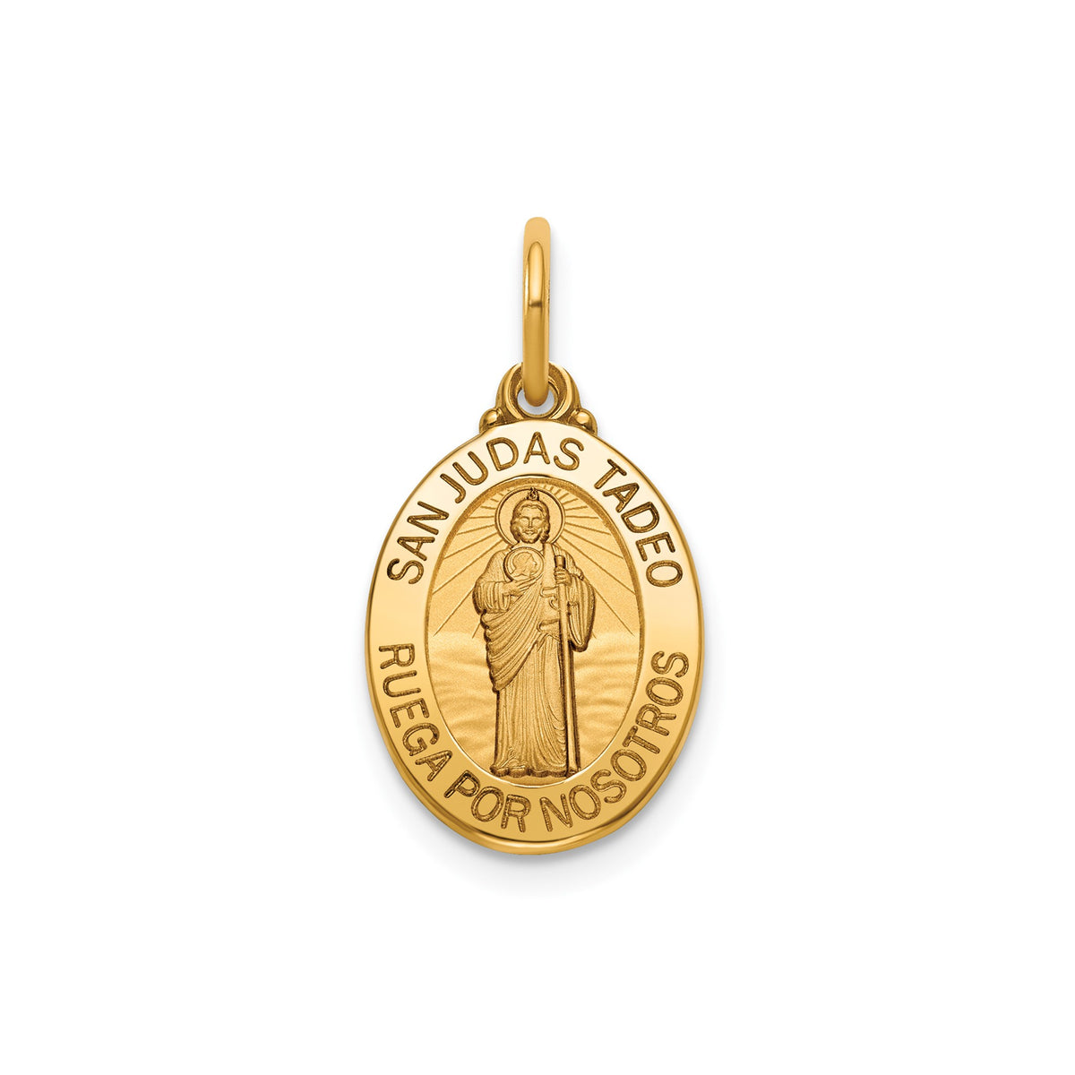 Oval St. Jude Thaddeus-Spanish Medal in 14K Yellow Gold, 15x11.5mm - Sophia Jewelers Main image