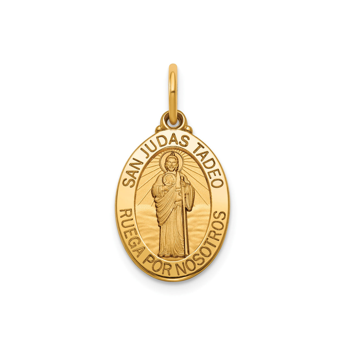 Oval St. Jude Thaddeus-Spanish Medal in 14K Yellow Gold, 16.5x12mm - Sophia Jewelers Main image