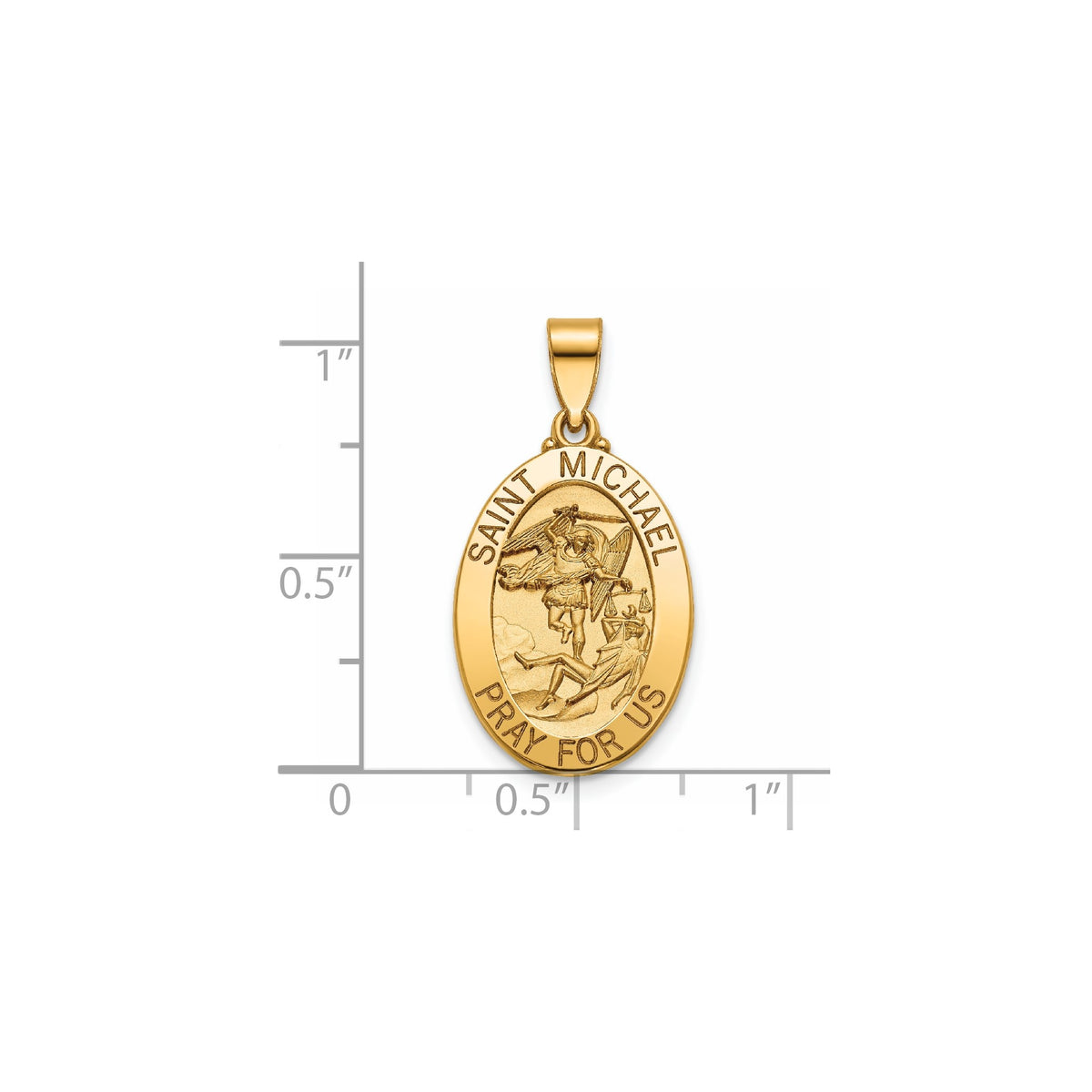 Oval St. Michael Medal in 14K Yellow Gold, 20x14mm - Sophia Jewelers