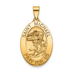 Oval St. Michael Medal in 14K Yellow Gold, 23x16mm - Sophia Jewelers