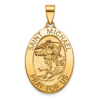 Oval St. Michael Medal in 14K Yellow Gold, 27x19.5mm - Sophia Jewelers