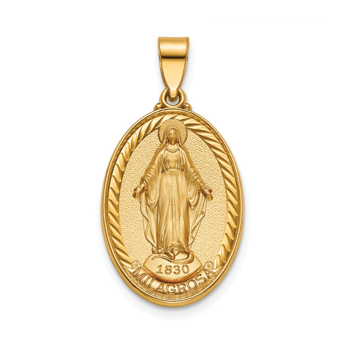 Oval Milagrosa Medal in 14K Yellow Gold, 21.5x15mm - Sophia Jewelers Main image