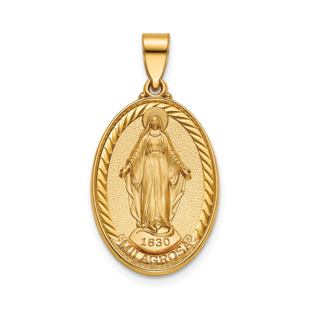 Oval Milagrosa Medal in 14K Yellow Gold, 21.5x15mm - Sophia Jewelers