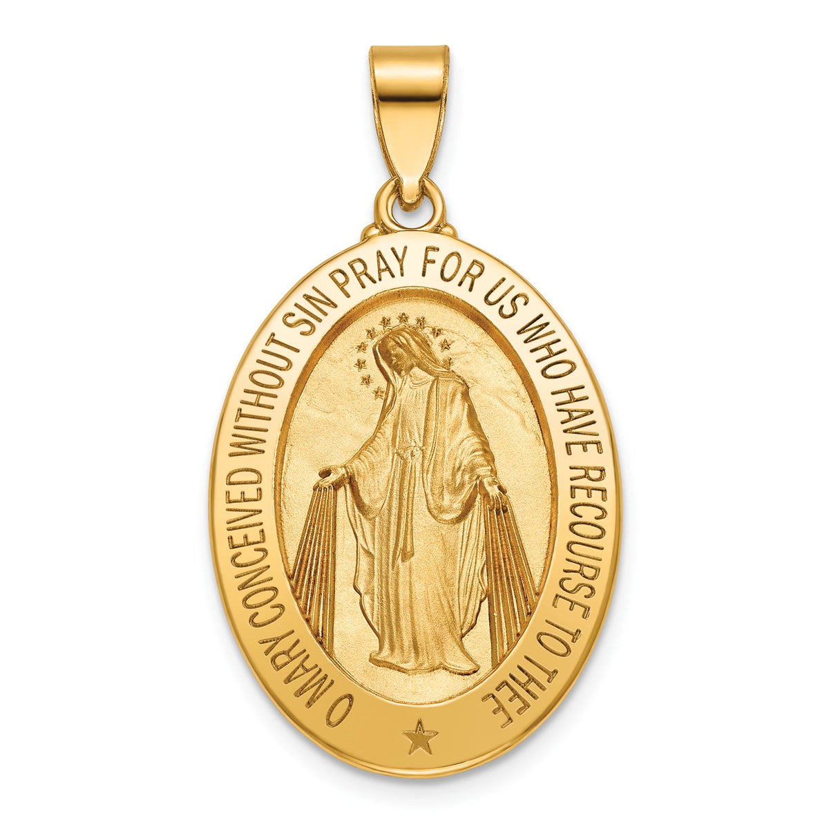 Oval Miraculous Medal in 14K Yellow Gold, 27x19.5mm - Sophia Jewelers Main image