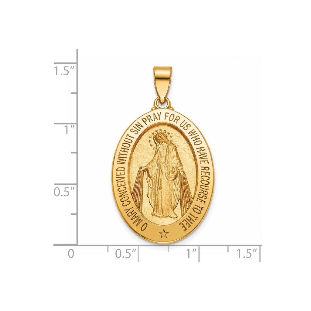 Oval Miraculous Medal in 14K Yellow Gold, 29x21mm - Sophia Jewelers