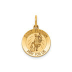 Round St. Florian Medal in 14K Yellow Gold, 14.5mm - Sophia Jewelers
