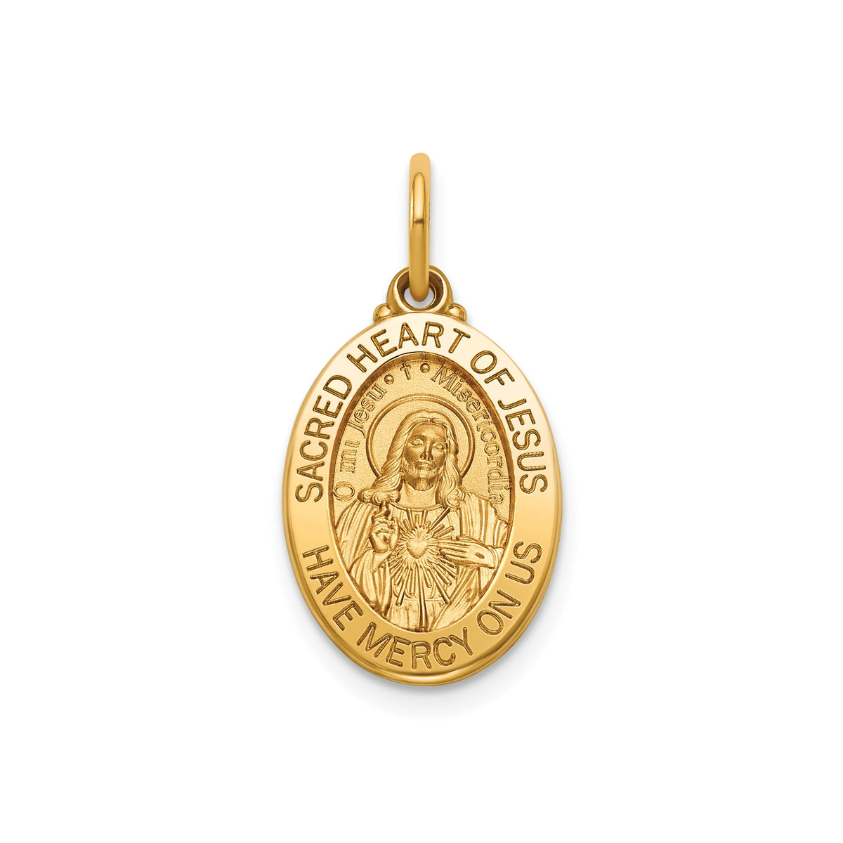 Sacred Heart of Jesus Medal in 14K Yellow Gold, 16.5x12mm - Sophia Jewelers