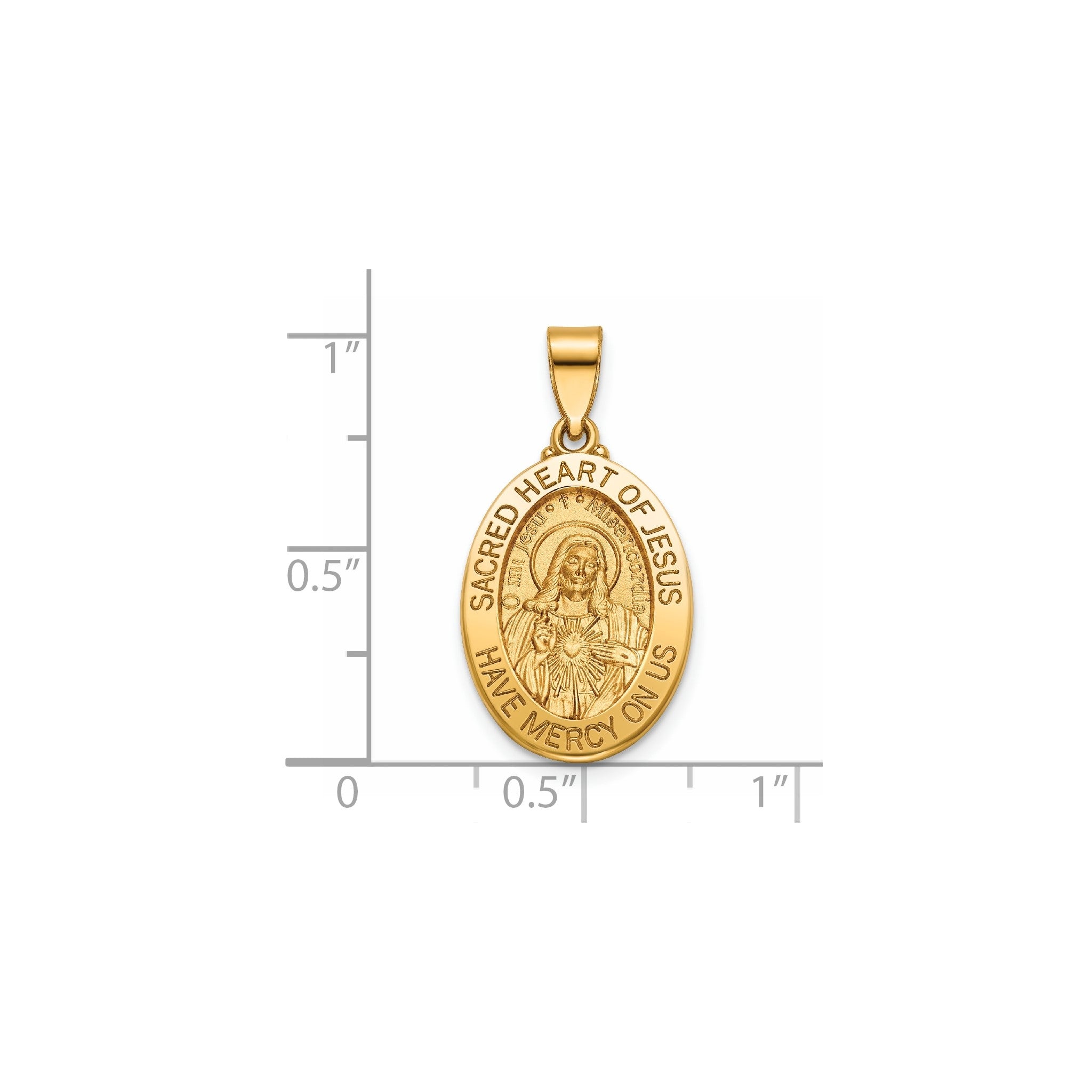 Sacred Heart of Jesus Medal in 14K Yellow Gold, 18.5x13.5mm Secondary image