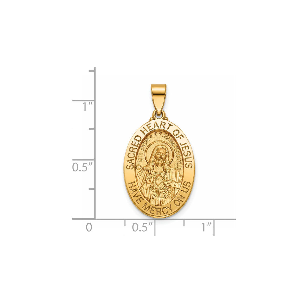 Sacred Heart of Jesus Medal in 14K Yellow Gold, 21.5x15mm - Sophia Jewelers