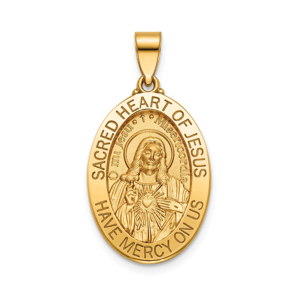 Sacred Heart of Jesus Medal in 14K Yellow Gold, 21.5x15mm - Sophia Jewelers