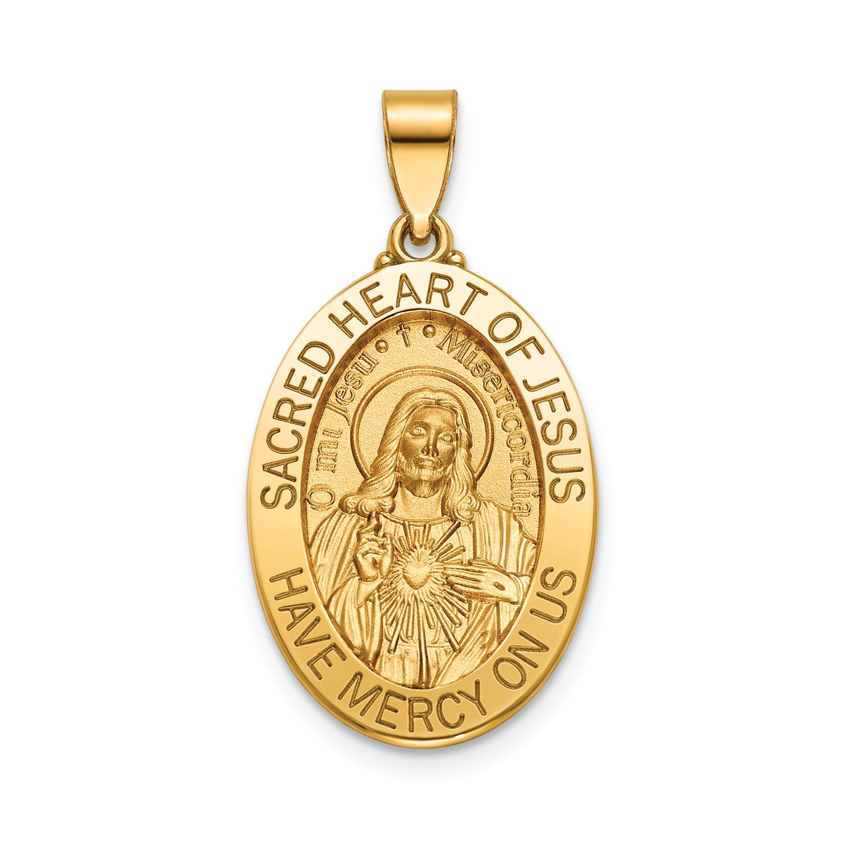 Sacred Heart of Jesus Medal in 14K Yellow Gold, 21.5x15mm - Sophia Jewelers