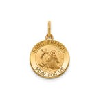 Round St. Francis Medal in 14K Yellow Gold, 14.5mm - Sophia Jewelers