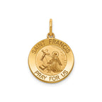 Round St. Francis Medal in 14K Yellow Gold, 16.25mm - Sophia Jewelers