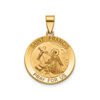 Round St. Francis Medal in 14K Yellow Gold, 18.25mm - Sophia Jewelers