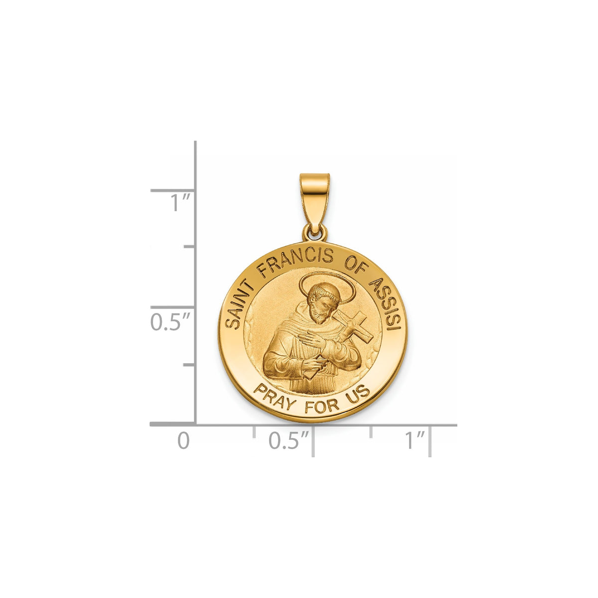 St. Francis of Assisi Medal in 14K Yellow Gold, 20.25mm - Sophia Jewelers