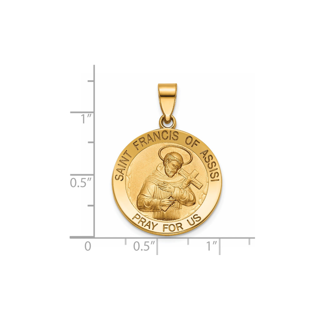 St. Francis of Assisi Medal in 14K Yellow Gold, 22mm - Sophia Jewelers