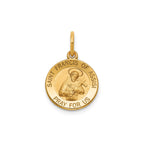 St. Francis of Assisi Medal in 14K Yellow Gold, 13.25mm - Sophia Jewelers