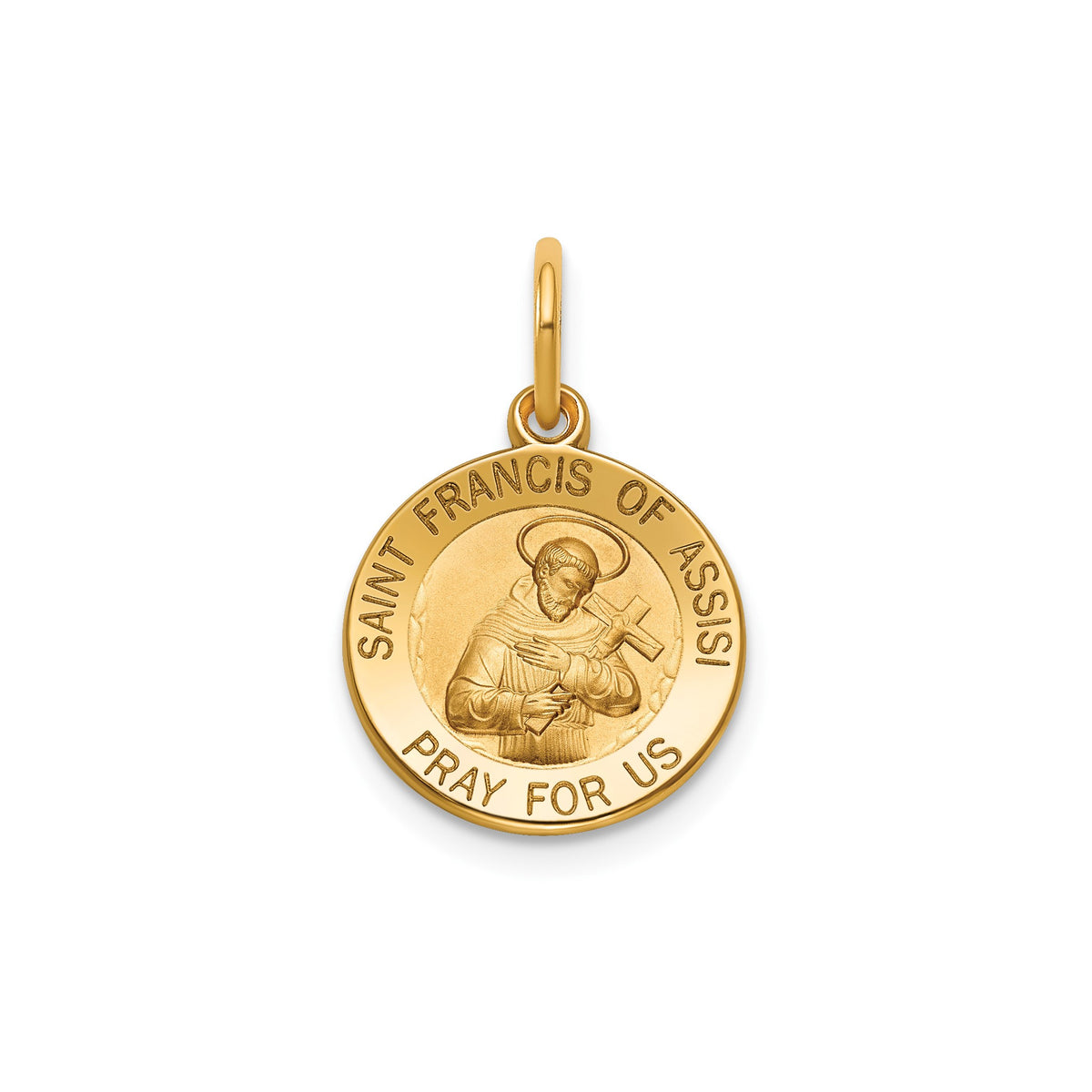 St. Francis of Assisi Medal in 14K Yellow Gold, 13.25mm - Sophia Jewelers