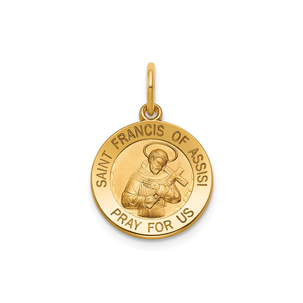 St. Francis of Assisi Medal in 14K Yellow Gold, 14.5mm - Sophia Jewelers