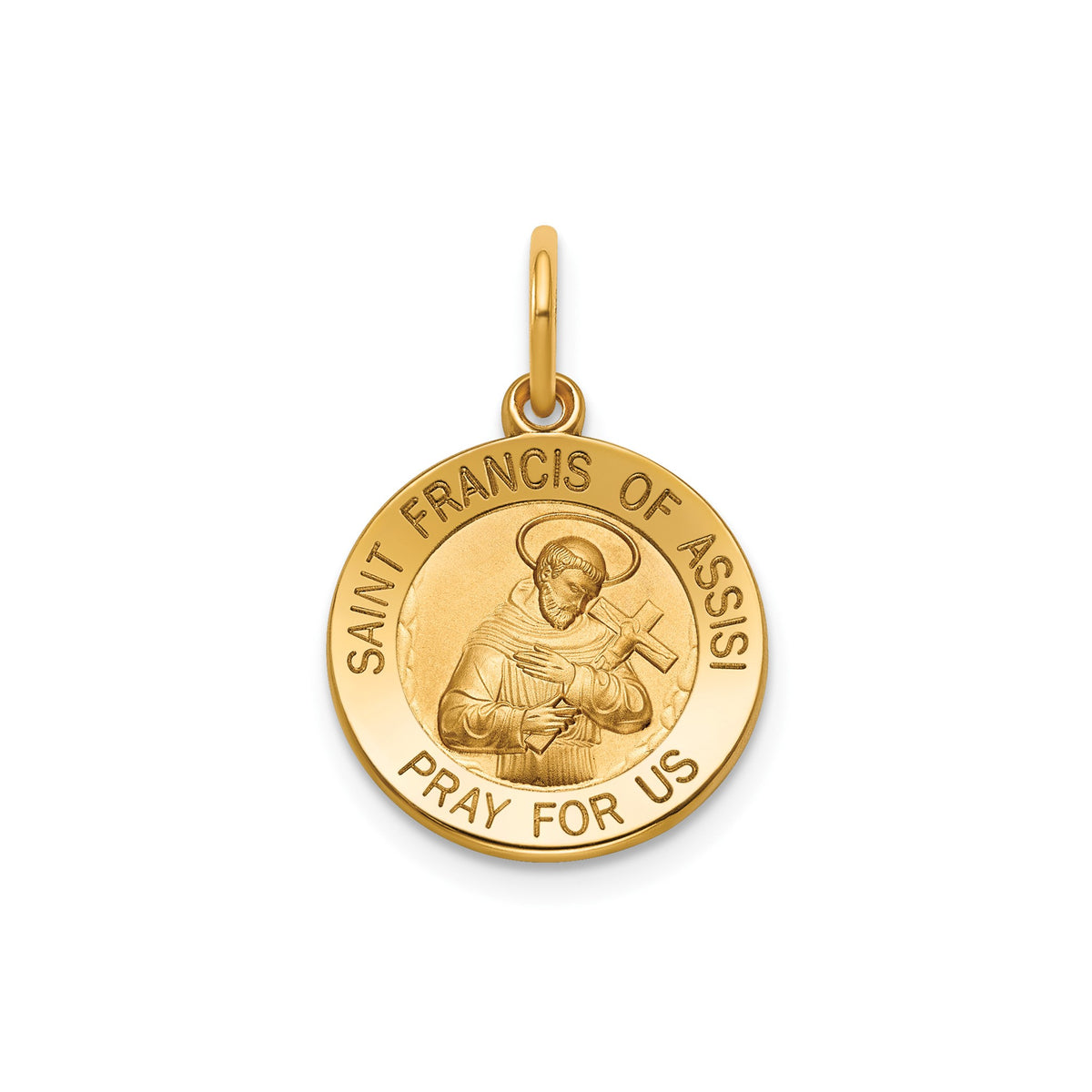 St. Francis of Assisi Medal in 14K Yellow Gold, 14.5mm - Sophia Jewelers