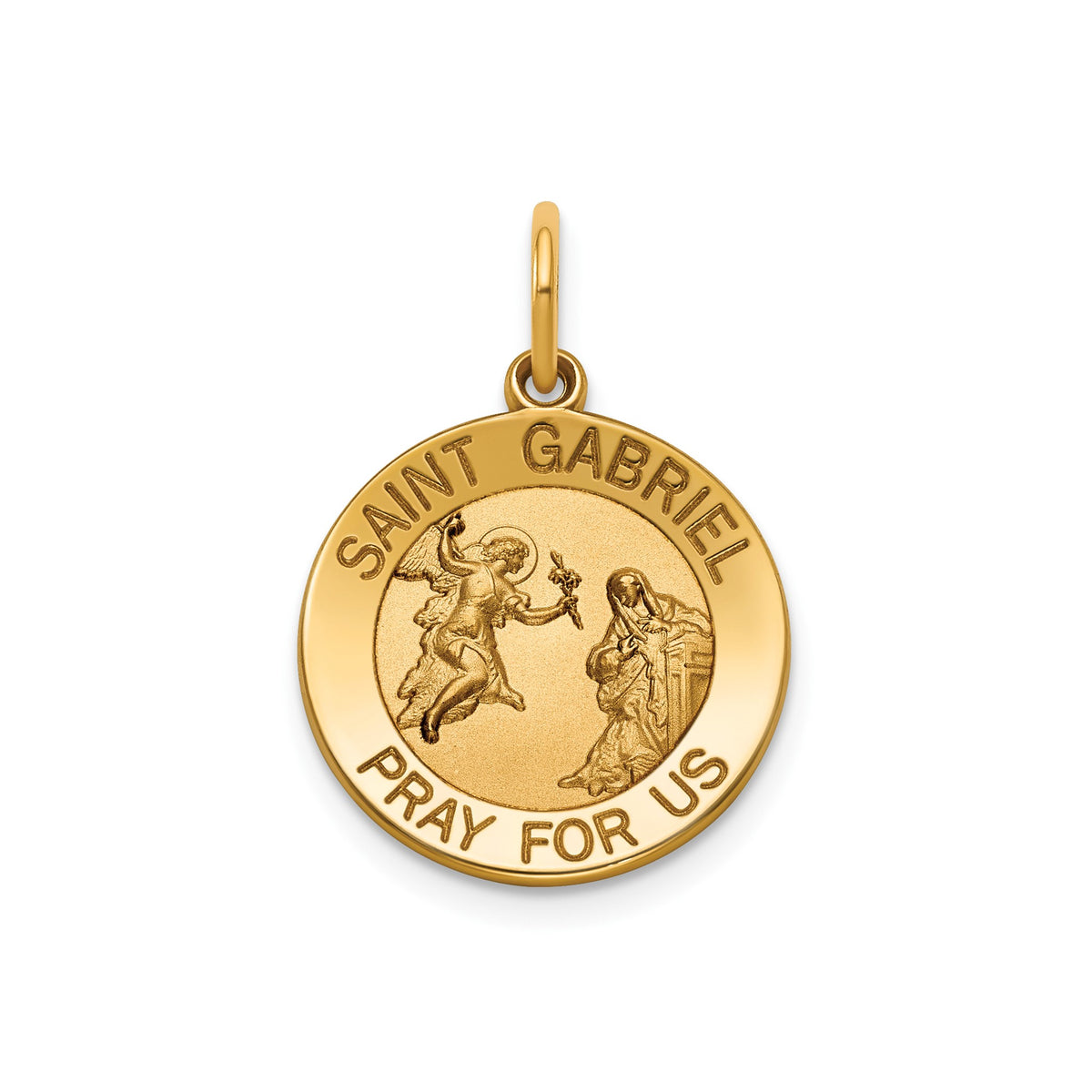 Round St. Gabriel Medal in 14K Yellow Gold, 16.25mm - Sophia Jewelers Main image