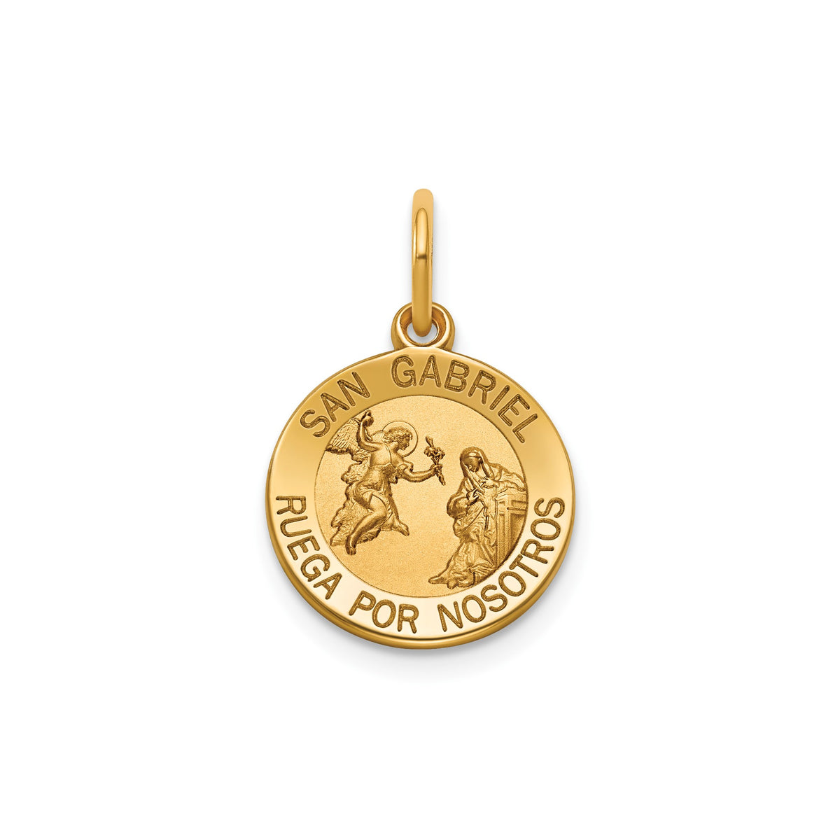 Round St. Gabriel-Spanish Medal in 14K Yellow Gold, 13.25mm - Sophia Jewelers
