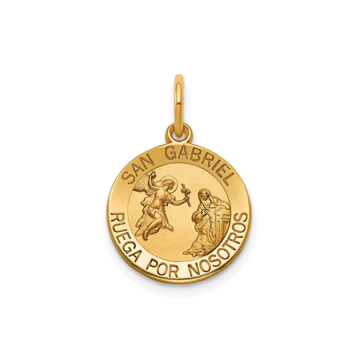 Round St. Gabriel-Spanish Medal in 14K Yellow Gold, 14.5mm - Sophia Jewelers