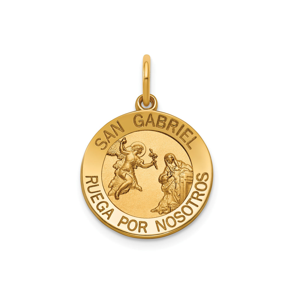Round St. Gabriel-Spanish Medal in 14K Yellow Gold, 16.25mm - Sophia Jewelers