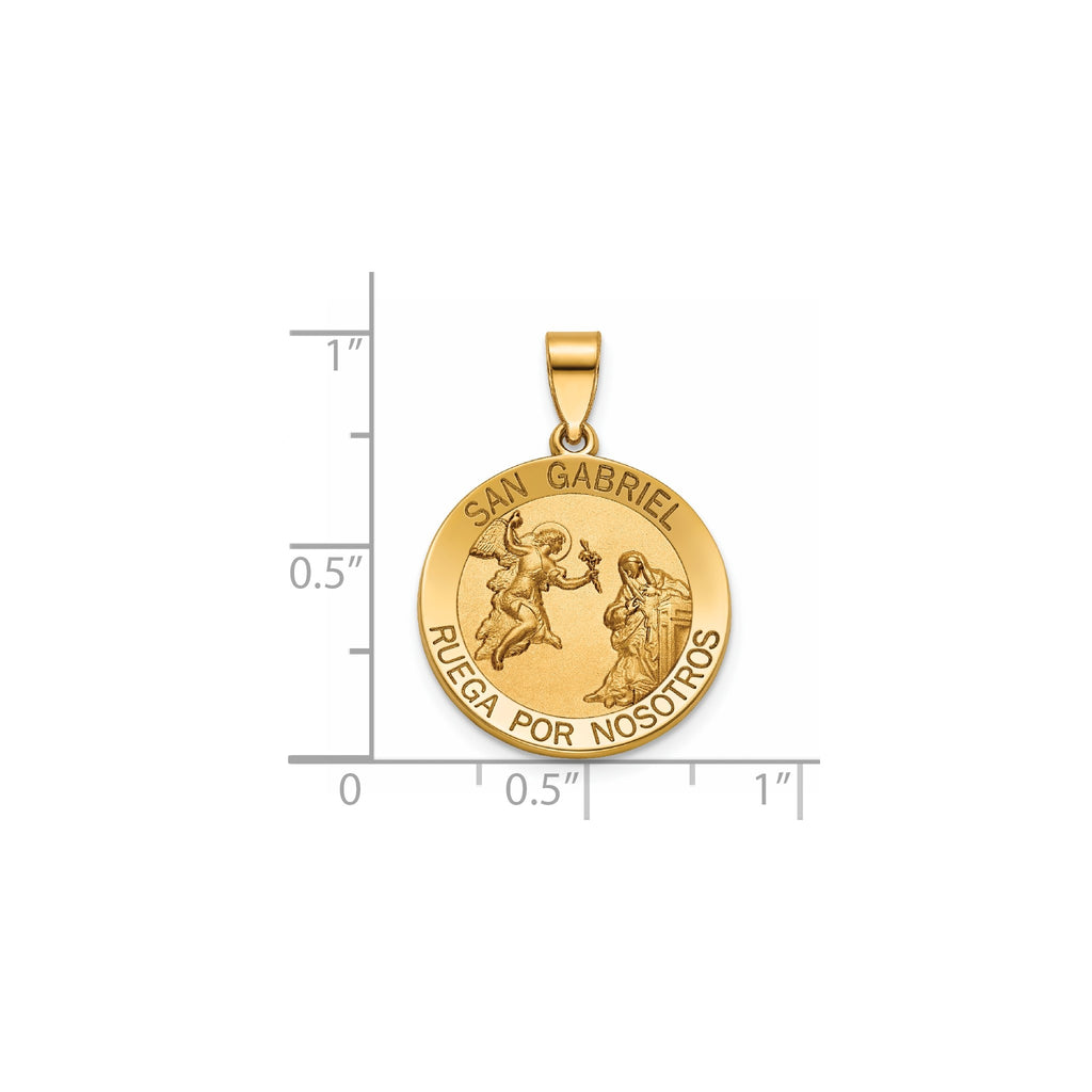 Round St. Gabriel-Spanish Medal in 14K Yellow Gold, 18.25mm - Sophia Jewelers
