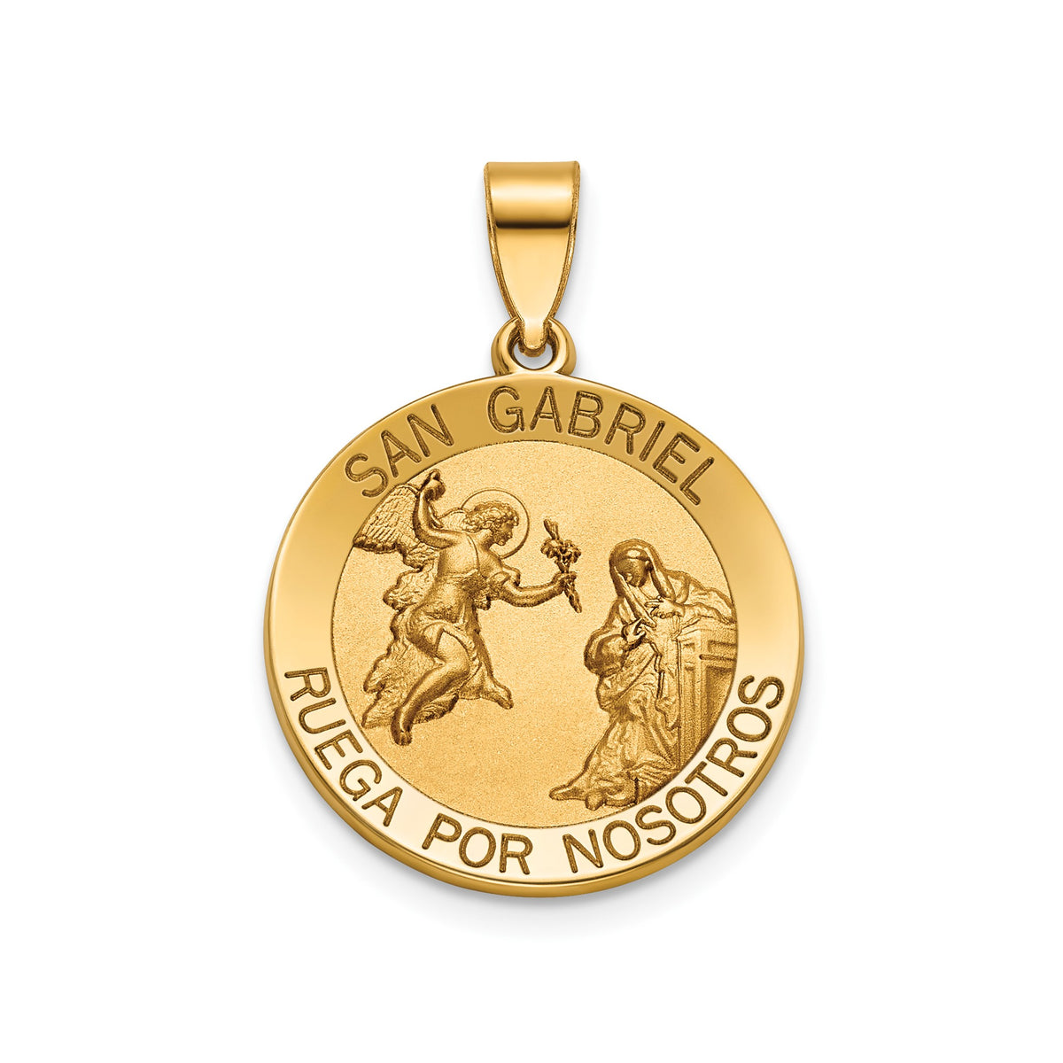 Round St. Gabriel-Spanish Medal in 14K Yellow Gold, 18.25mm - Sophia Jewelers Main image