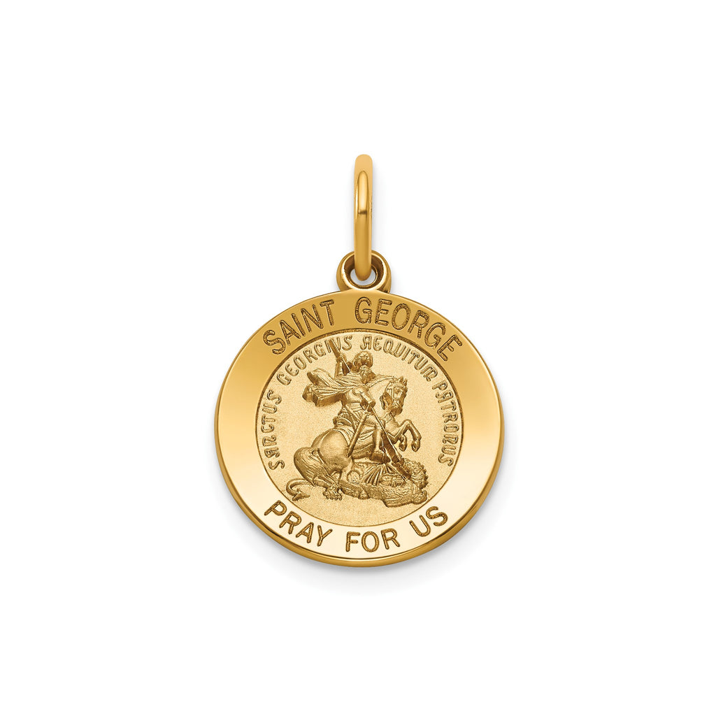 Round St. George Medal in 14K Yellow Gold, 14.5mm - Sophia Jewelers