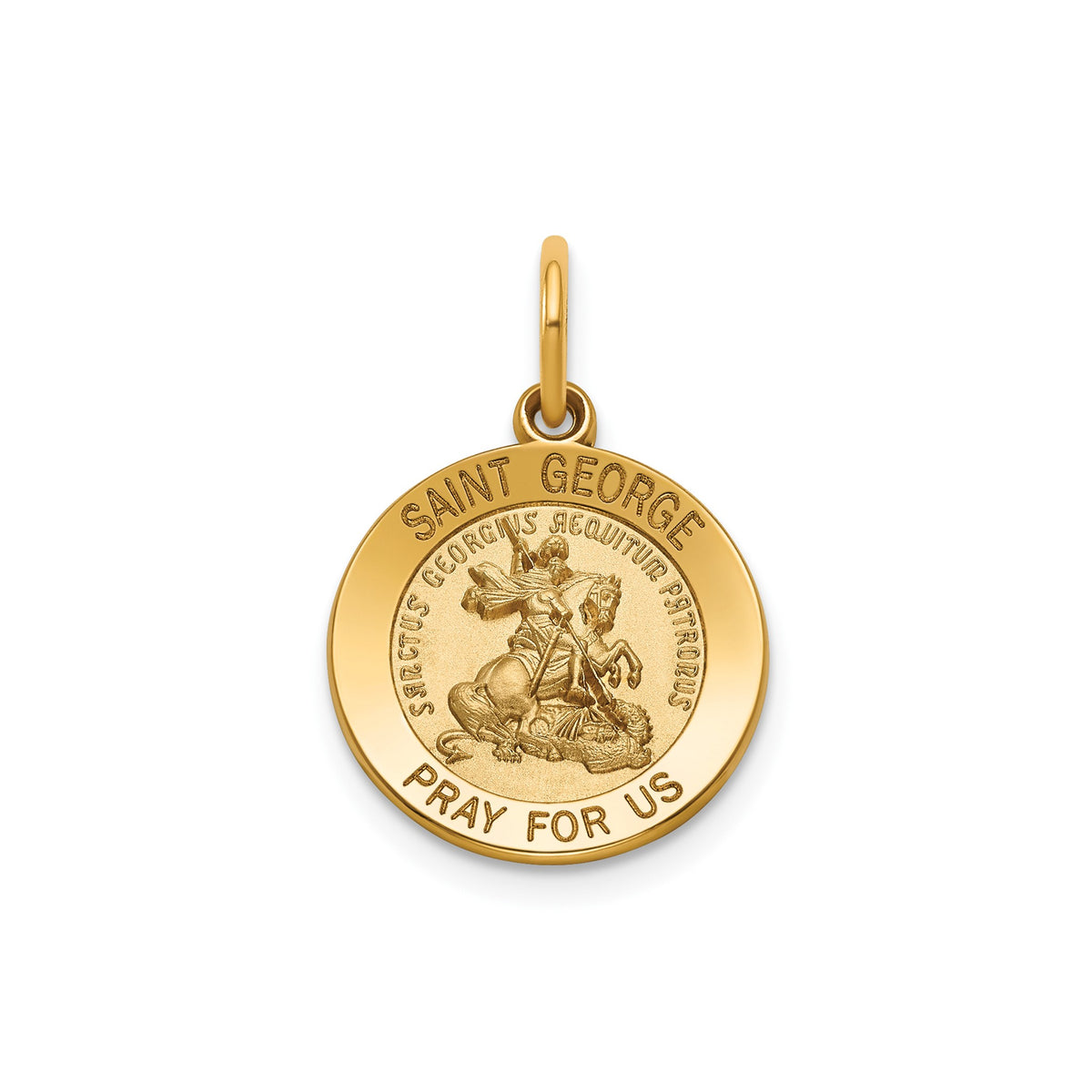 Round St. George Medal in 14K Yellow Gold, 14.5mm - Sophia Jewelers